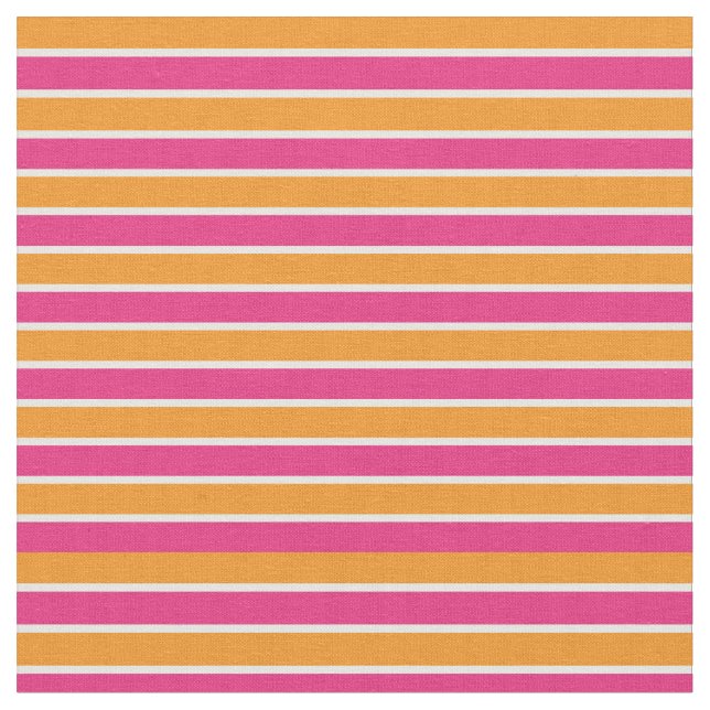 Hot Pink and Orange Stripe Fabric (Close Up)