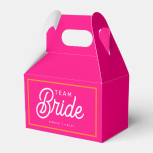 Hot Pink and Orange Team Bride Custom Favour Box