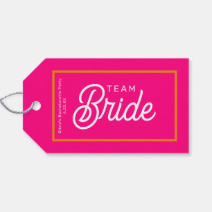 Hot Pink and Orange Team Bride Custom Favour Tags