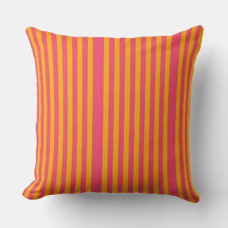 Hot Pink and Orange Vertical Stripes Pattern Cushion