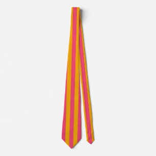 Hot Pink and Orange Vertical Stripes Pattern Tie
