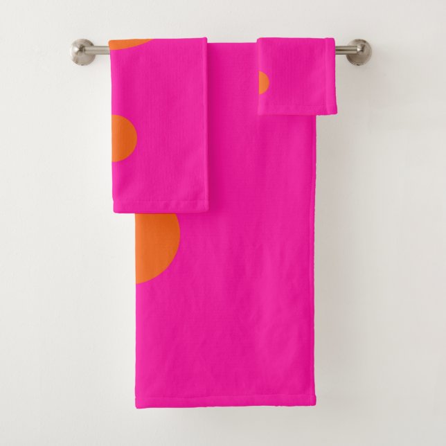 Hot Pink And Orange Yin Yang Bath Towel Set (Insitu)