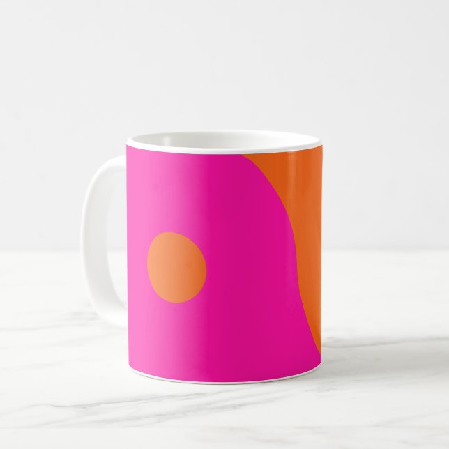 Hot Pink And Orange Yin Yang Coffee Mug (Front Left)