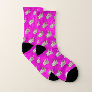 Hot Pink And Purple Donkey Pattern, Socks