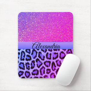 Hot Pink and Purple Glam Leopard Mouse Mat