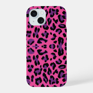 Hot Pink and Purple Leopard Print iPhone 15 Case