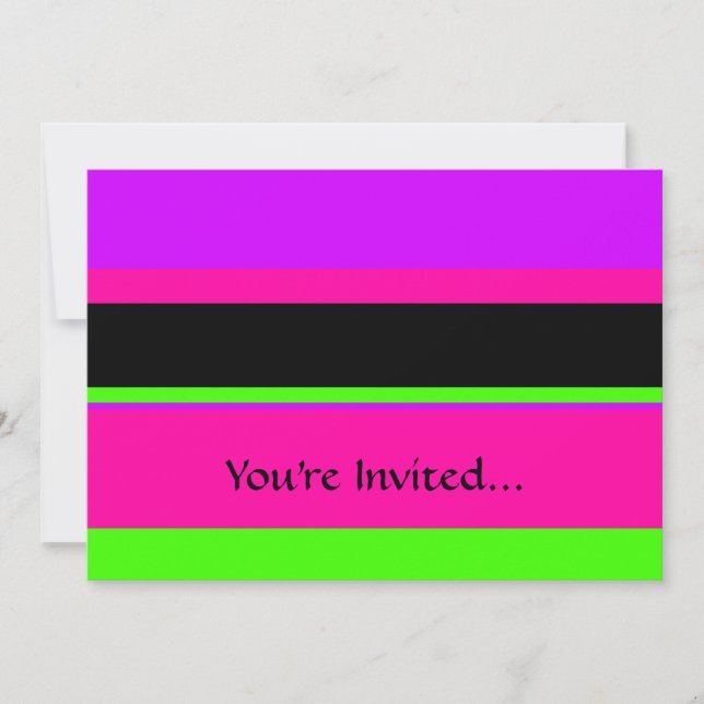 Hot Pink and Purple Tonal Stripes Modern Design Invitation (Front)