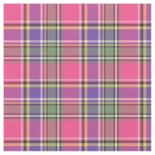 Hot Pink and Purple Vintage Plaid Fabric