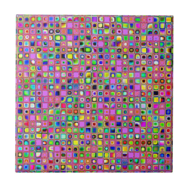 Hot Pink And Rainbow Colours Mosaic Tiles Pattern (Front)