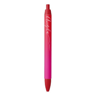 Hot Pink and Red Ombre Heart Signature Black Ink Pen