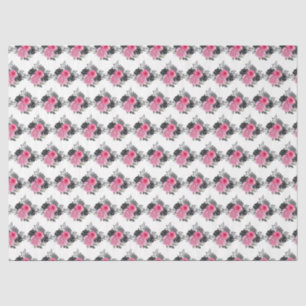 Hot Pink and Silver Elegant Flowers Tissue Paper