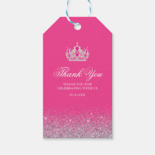 Hot Pink and Silver Glitter Gift Tags