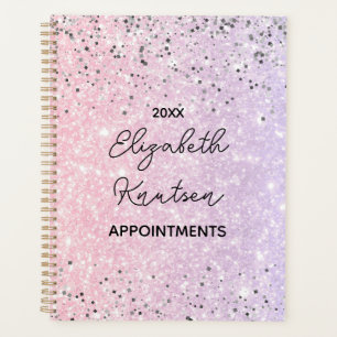 Hot Pink and Silver Glitter Personalised 2024 Planner
