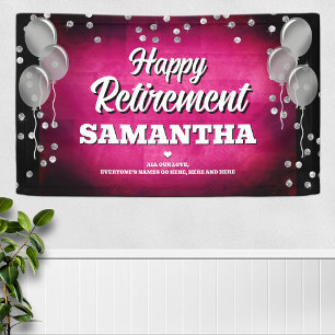 Hot Pink and Silver Happy Retirement Banner