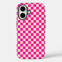 Hot pink and tan checkerboard pattern
