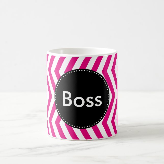 Hot Pink and Tiny White Chevron Coffee Mug (Center)