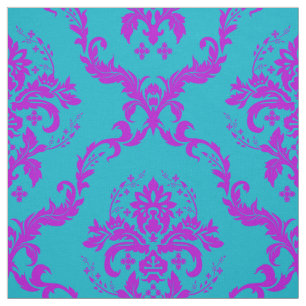 Hot Pink And Turquoise Floral Damasks Fabric