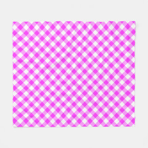 Hot Pink and White Buffalo Plaid Fleece Blanket