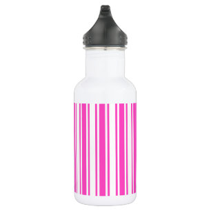 Hot pink and white candy stripes 532 ml water bottle