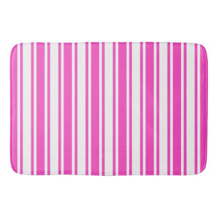 Hot pink and white candy stripes bath mat