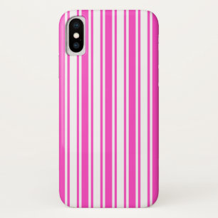 Hot pink and white candy stripes iPhone x case