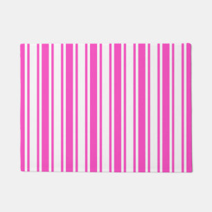 Hot pink and white candy stripes doormat
