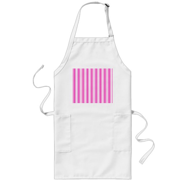 Hot pink and white candy stripes long apron (Front)