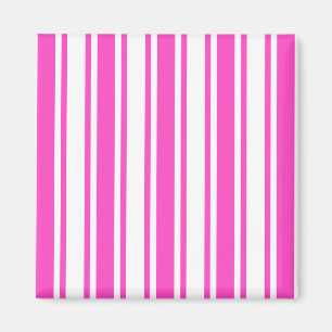 Hot pink and white candy stripes magnet
