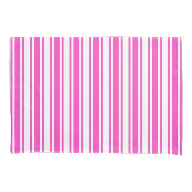 Hot pink and white candy stripes pillowcase (Front)