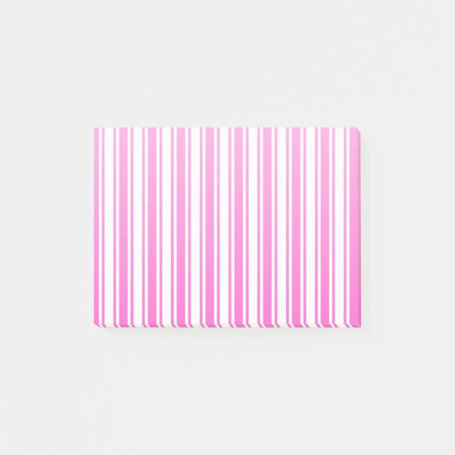 Hot pink and white candy stripes post-it notes (Front)