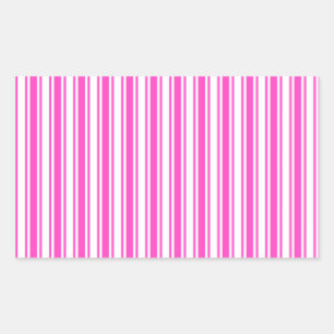 Hot pink and white candy stripes rectangular sticker