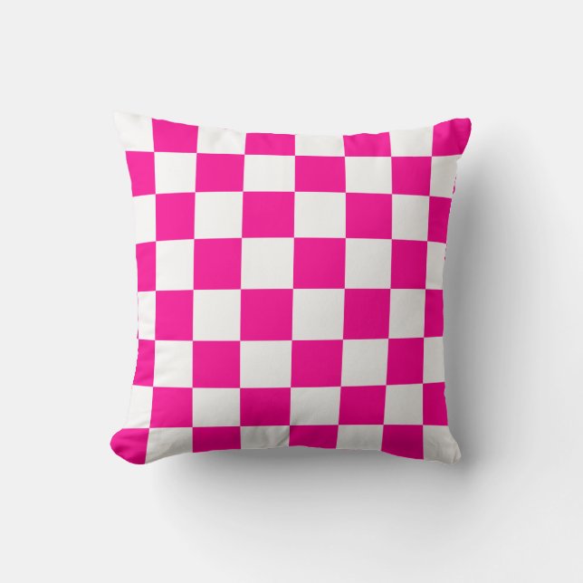 Hot Pink and White Checks Cushion (Front)