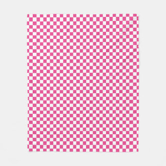 Hot Pink and White Chequerboard Fleece Blanket