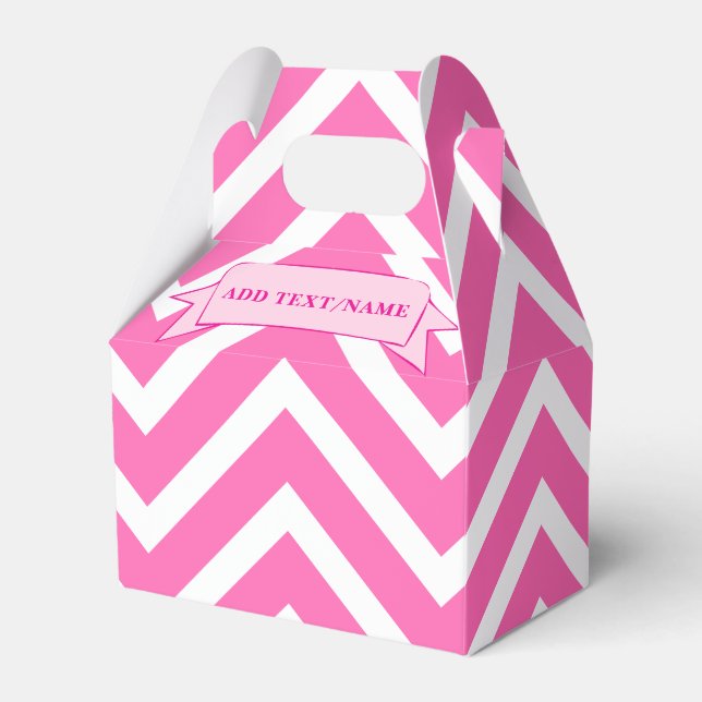 Hot Pink And White Chevron Pattern Custom Favour Box (Front Side)