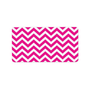 Hot Pink and White Chevron Pattern Label