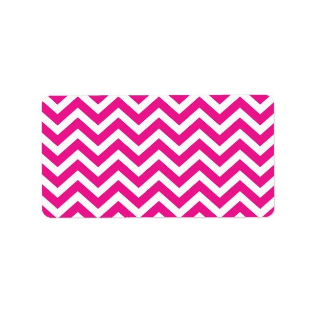 Hot Pink and White Chevron Pattern Label (Front)