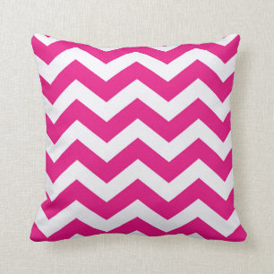Hot Pink and White Chevron Stripes Cushion