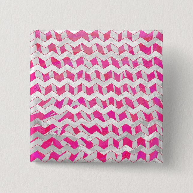 Hot Pink and White Chevron Zebra 15 Cm Square Badge (Front)