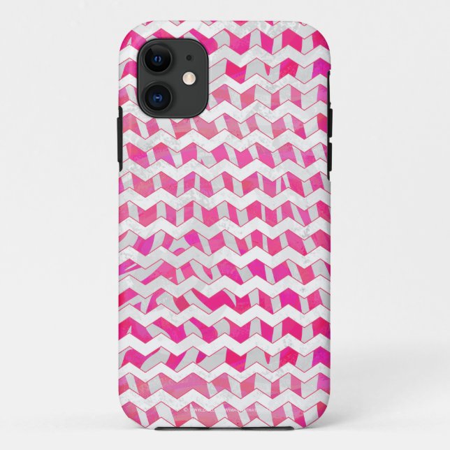 Hot Pink and White Chevron Zebra Case-Mate iPhone Case (Back)