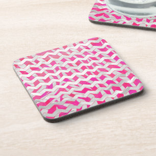 Hot Pink and White Chevron Zebra Coaster
