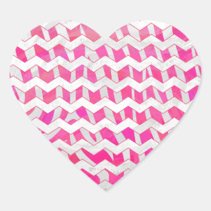 Hot Pink and White Chevron Zebra Heart Sticker