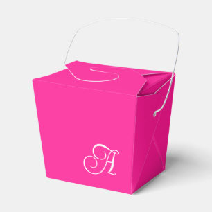Hot Pink and White Curly Script Monogram Favour Box