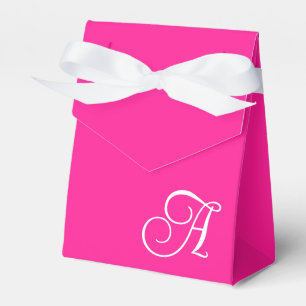 Hot Pink and White Curly Script Monogram Favour Box