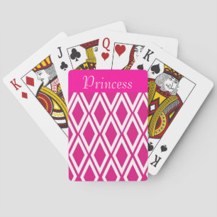 Hot Pink and White Diamonds Playing Cards