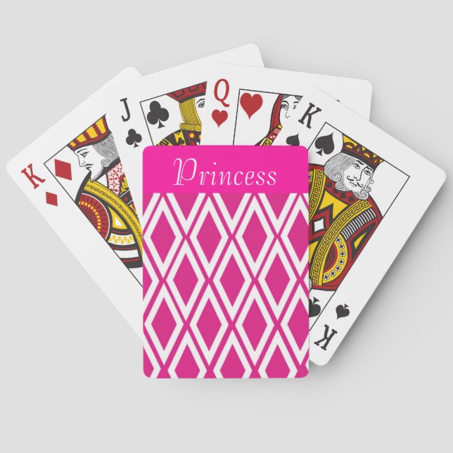 Hot Pink and White Diamonds Playing Cards (Back)
