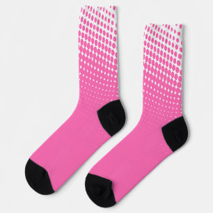 Hot Pink And White Gradient Pattern Socks