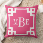 Hot Pink and White Greek Key Monogram
