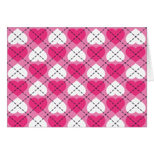 Hot Pink and White Hearts Argyle