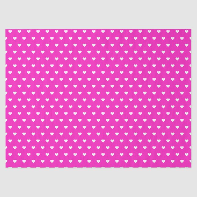 Hot Pink and White Hearts | Custom Tissue Paper (Front)