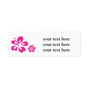 Hot Pink and White Hibiscus Floral Address Labels